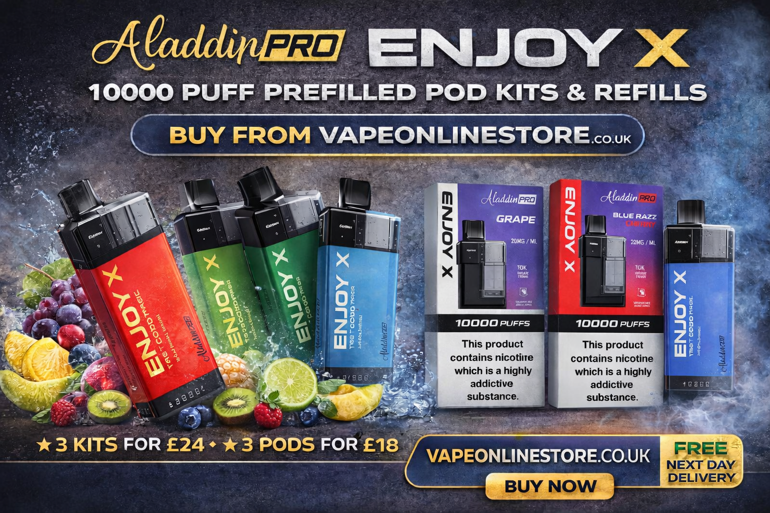 Aladdin Pro Enjoy X 10000 Review: Performance, Flavours & Pod Value Explained | Vape Online Store